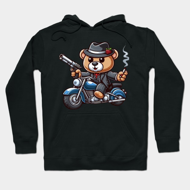 Mob teddy bear on motor bike Hoodie by Out of the world